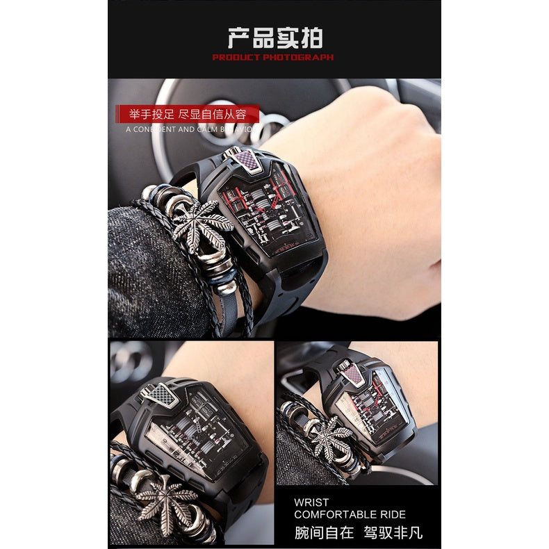 2022 Hot-Selling Golden Poetry Brand Trendy Unique Men's Watch Silicone Quartz Sport