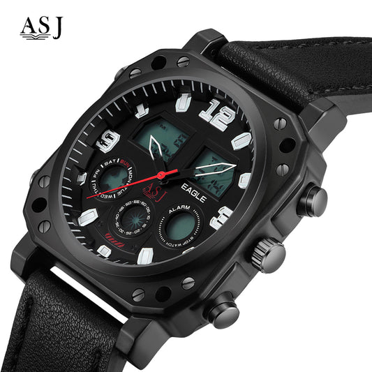 ASJ Premium Korean Men's Watch Fashion Waterproof Belt Multi functional Men's Sports Watch B131