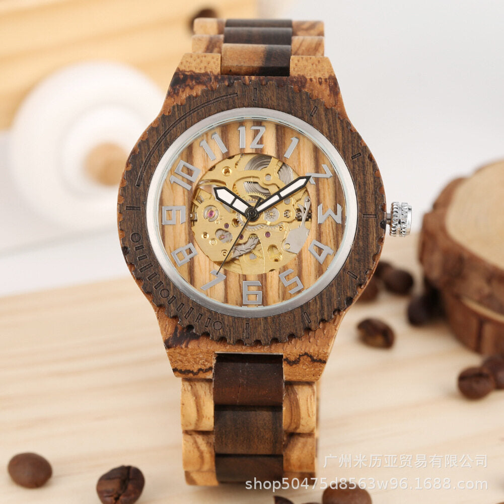 2021 new bamboo and wood automatic mechanical men's watches creative gear dial leisure bamboo and wood men's watches