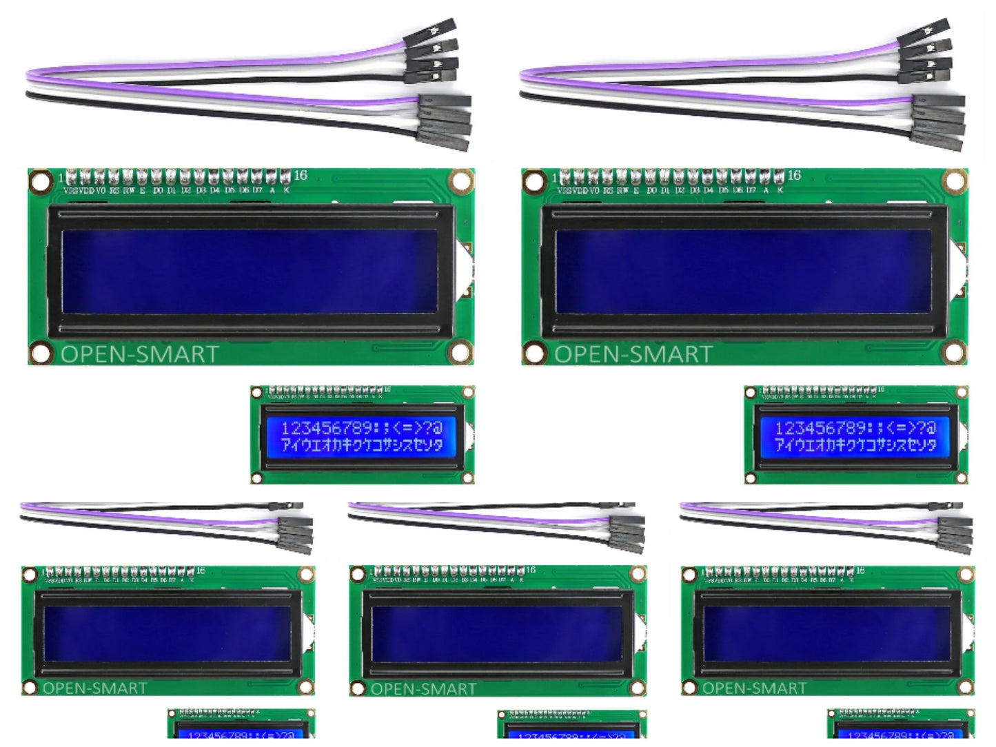 5PCS OPEN-SMART Blue Backlight I2C / IIC LCD 1602 Display Module with 4-Pin Cable for Arduino