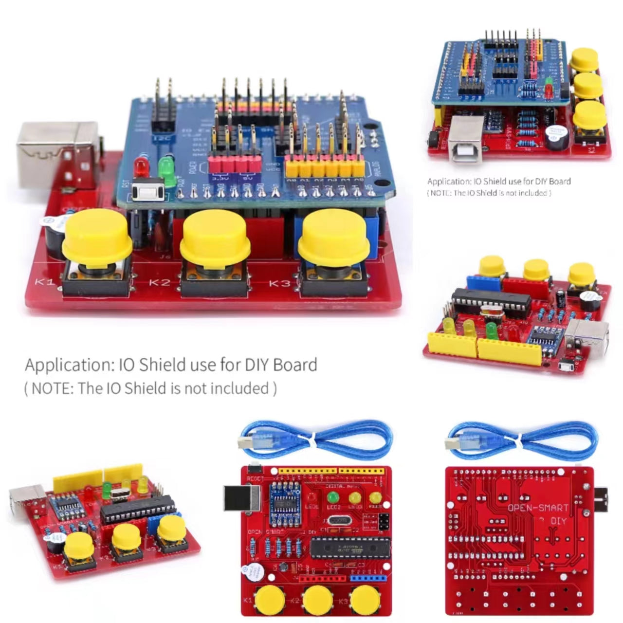 5PCS OPEN-SMART Red DIY ATmega328P Development Board Module CH340 Driver with Buzzer LED Button Compatible for Arduino