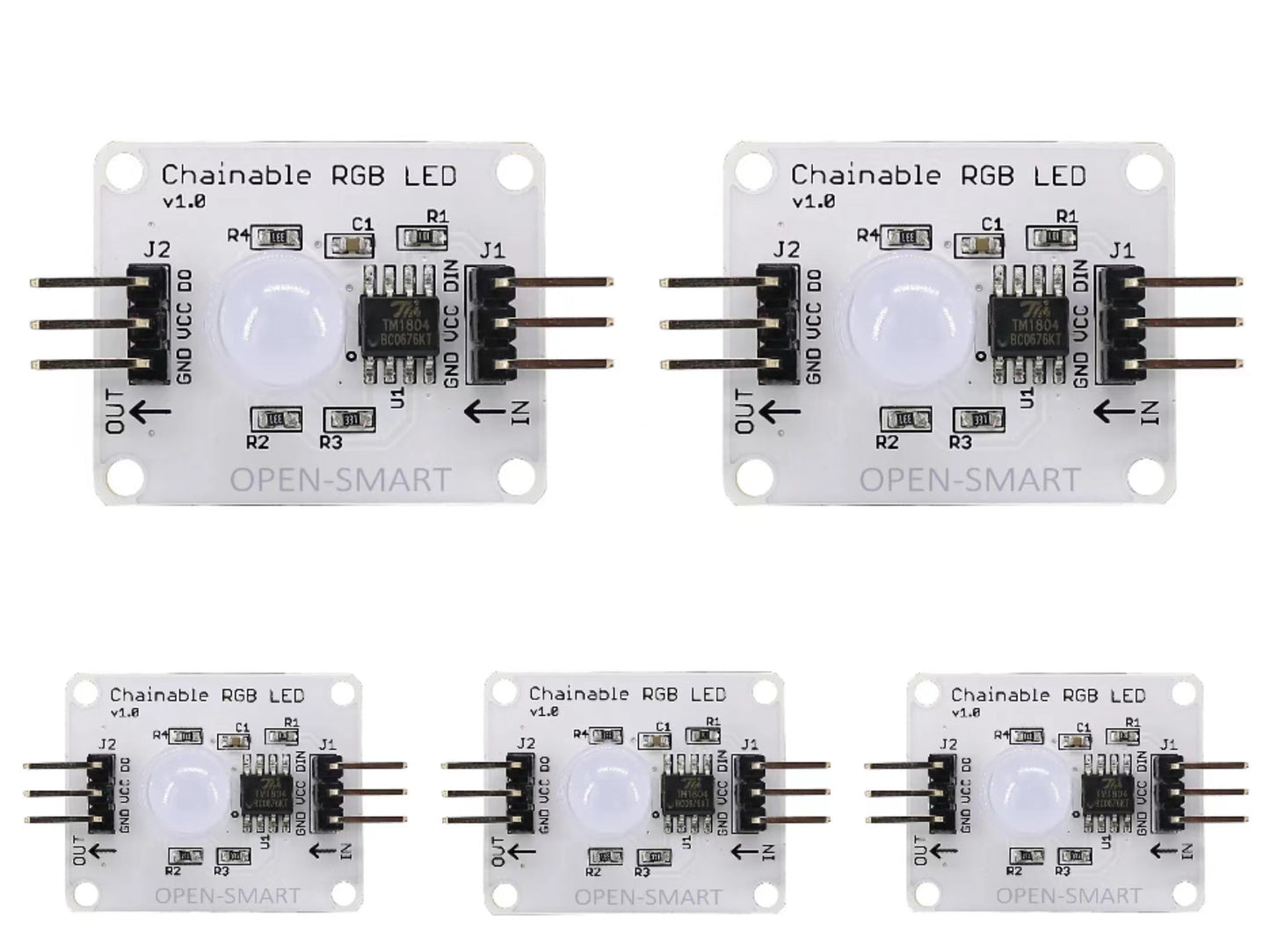 5PCS OPEN-SMARTRGB 3 Color Full Color LED Module Chainable Can be Connected in Series Highlighted Mist LED Board For Arduino