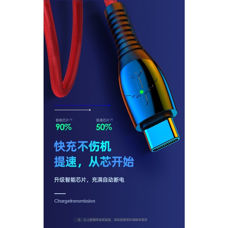 5A Super Fast Charge Zinc Alloy Data Cable Suitable For Apple Huawei TYPE-C Breath Light Flash Charging usb