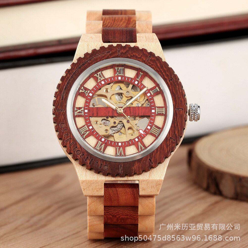 2021 new bamboo and wood automatic mechanical men's watches creative gear dial leisure bamboo and wood men's watches