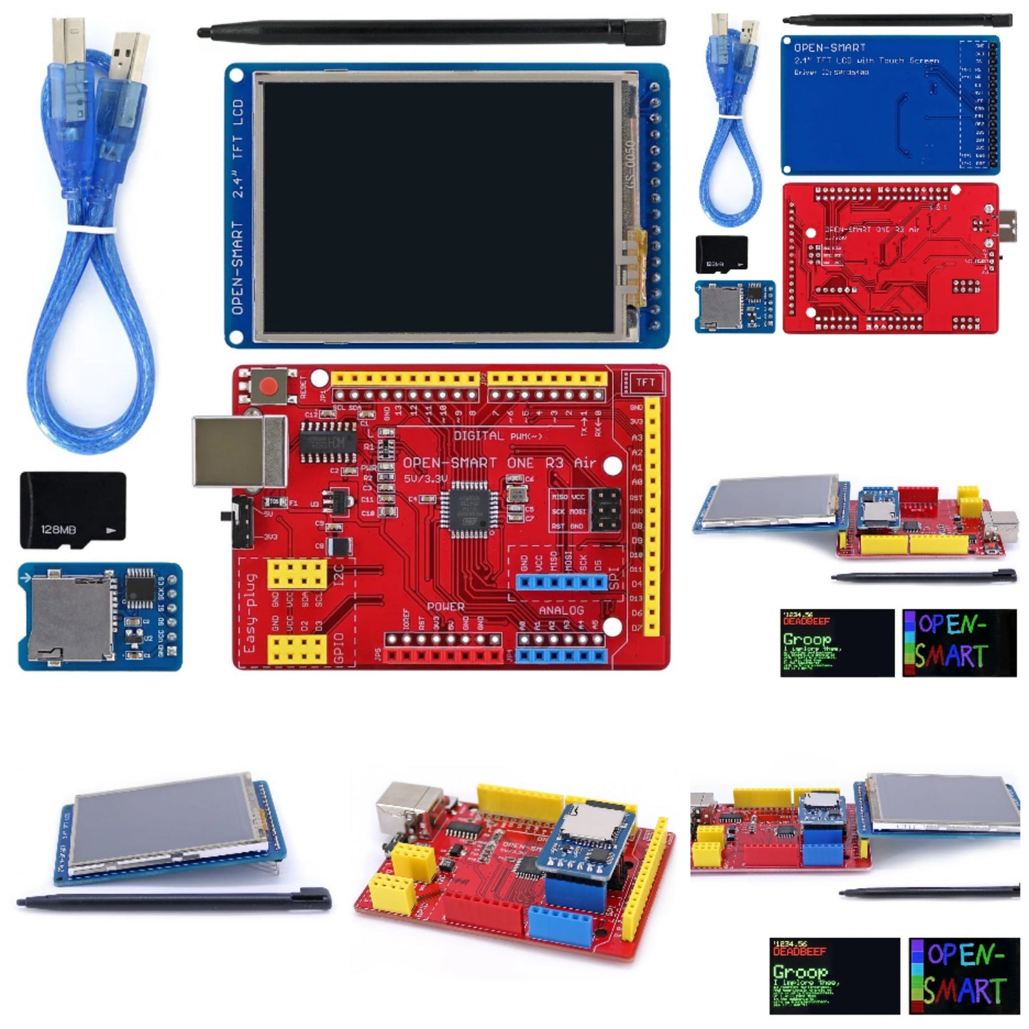 2PCS OPEN-SMART2.4 Inch TFT LCD Display Kit 240x320 Touch Screen Breakout Board + Easy-plug Air Board + Micro SD Module Compatible for Arduino