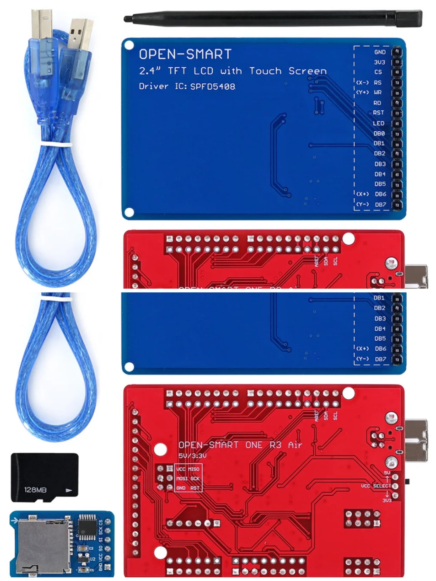 2PCS OPEN-SMART2.4 Inch TFT LCD Display Kit 240x320 Touch Screen Breakout Board + Easy-plug Air Board + Micro SD Module Compatible for Arduino