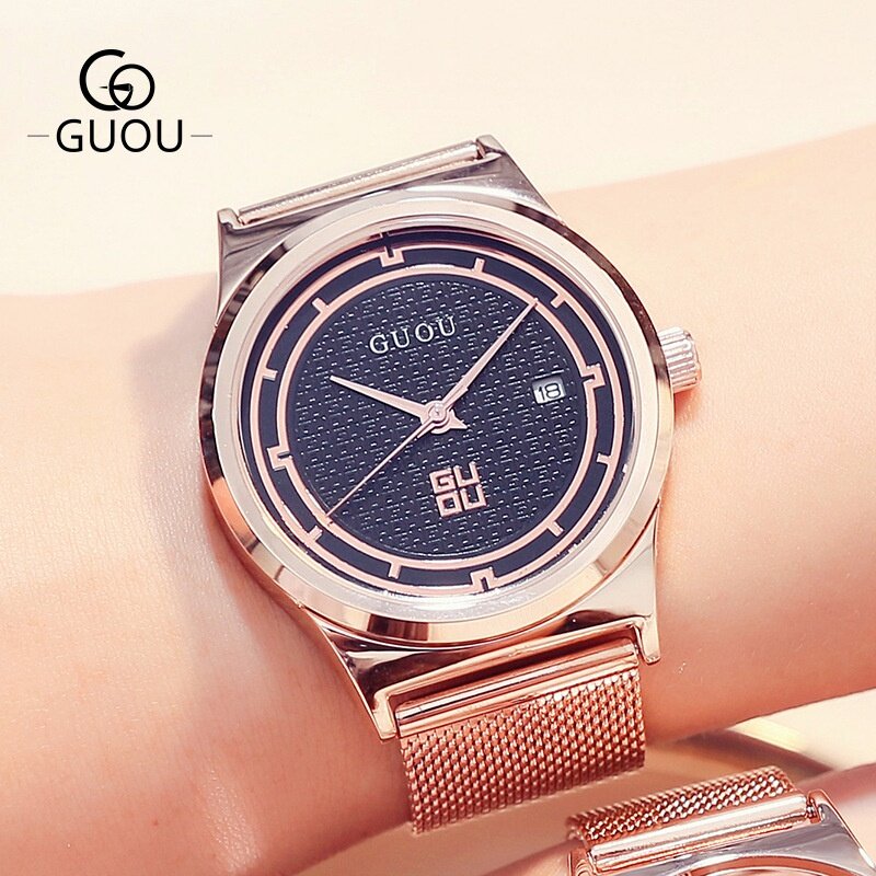 Ancient Ou GUOU Couple Watch Fashion Waterproof Business With Calendar Quartz Ladies