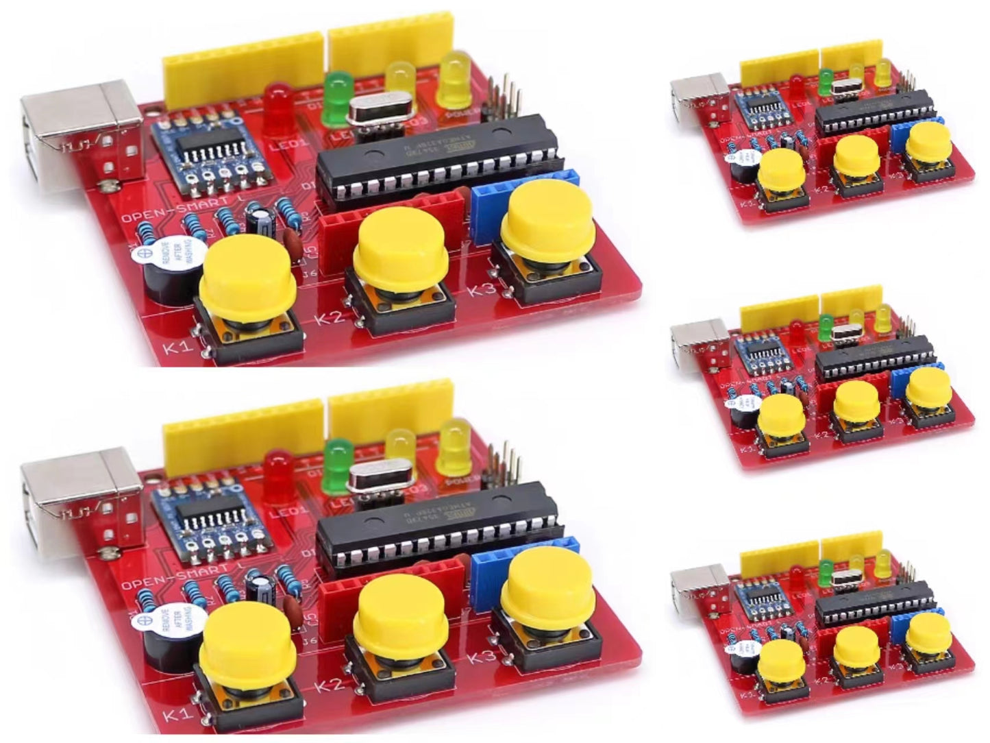 5PCS OPEN-SMART Red DIY ATmega328P Development Board Module CH340 Driver with Buzzer LED Button Compatible for Arduino