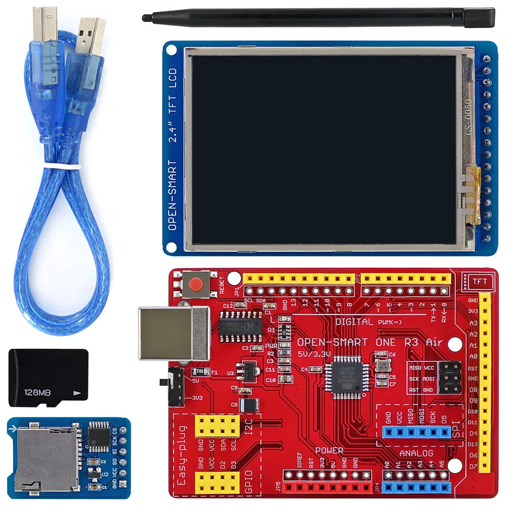 2PCS OPEN-SMART2.4 Inch TFT LCD Display Kit 240x320 Touch Screen Breakout Board + Easy-plug Air Board + Micro SD Module Compatible for Arduino