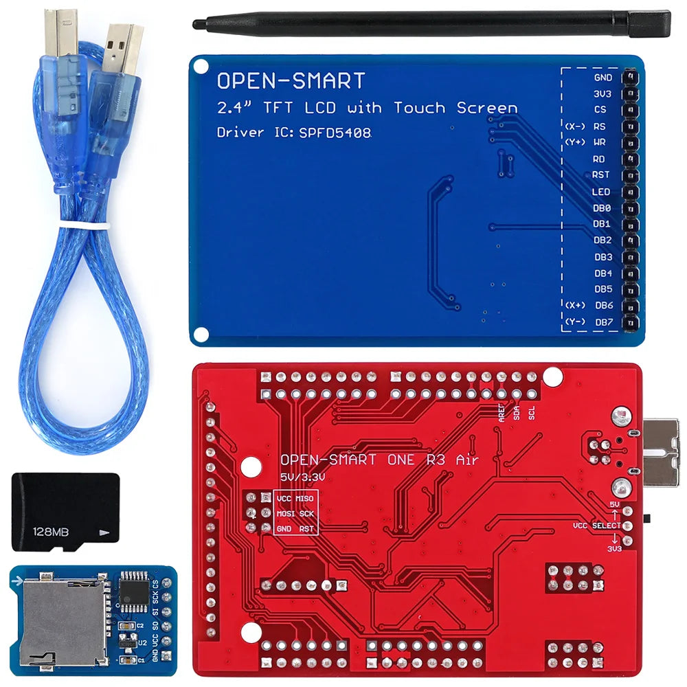 2PCS OPEN-SMART2.4 Inch TFT LCD Display Kit 240x320 Touch Screen Breakout Board + Easy-plug Air Board + Micro SD Module Compatible for Arduino