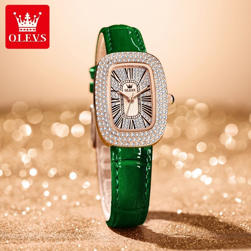 2022 New Style OLEVS Brand Ladies Watch Fashion Quartz ins Small Green Gypsophila