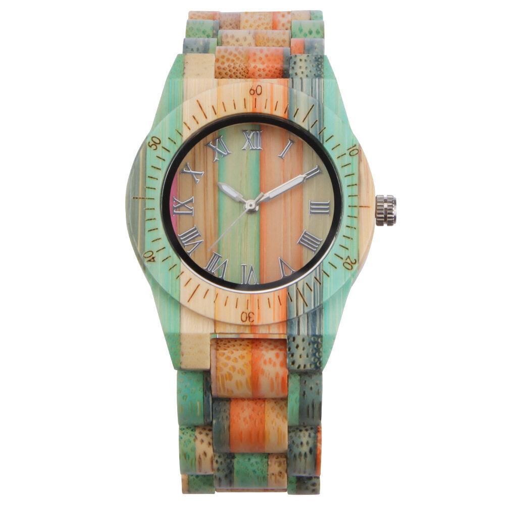 A little more colorful bamboo spot supply women's color bamboo wood watch two-color small casual luminous wood watch women's D8123