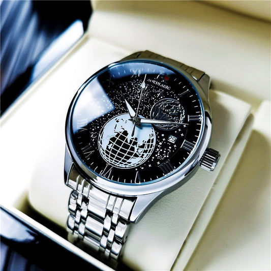 Auguras Gypsophila Men's Watch High-End Name Tag Hollow Transparent Bottom Automatic Mechanical Stainless