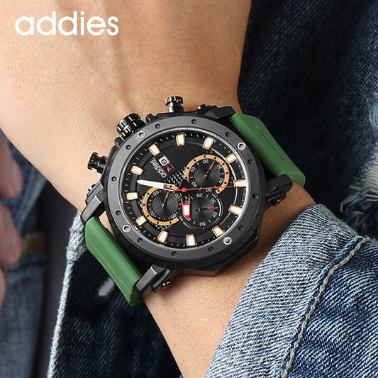 addies new sports men's watch multifunctional luminous waterproof calendar three eyes six needle watch men's 2012