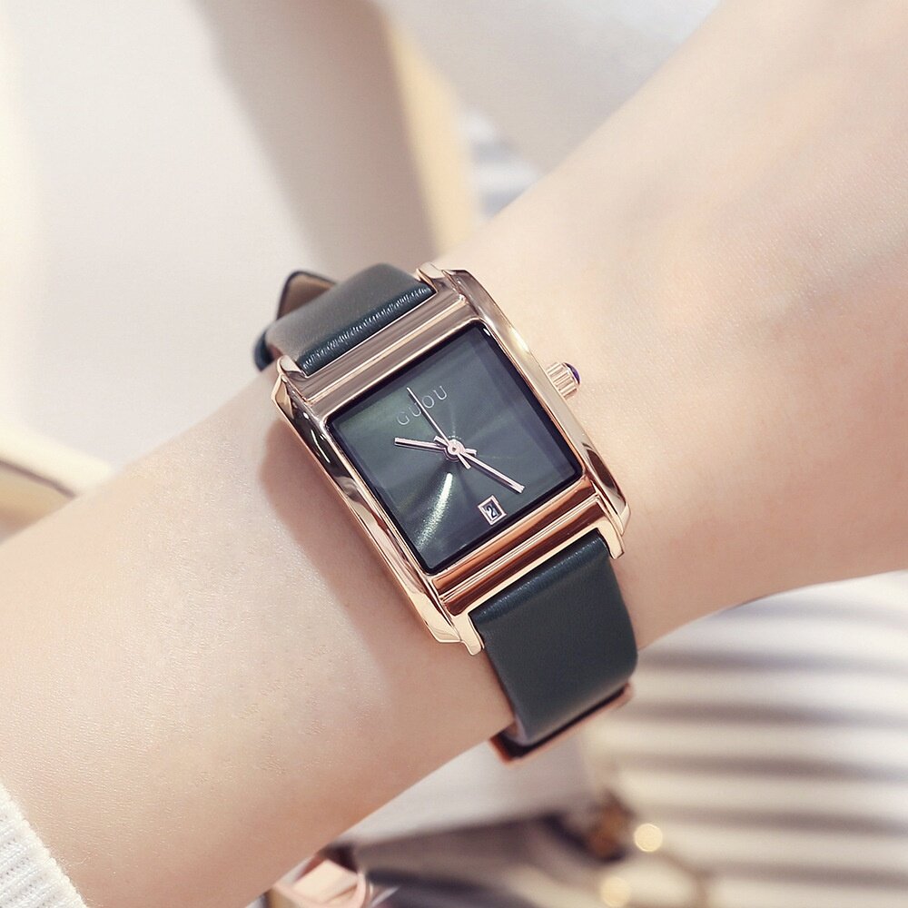 Ancient European GUOU square watch simple temperament ladies fashion quartz watch belt trend calendar ladies watch women