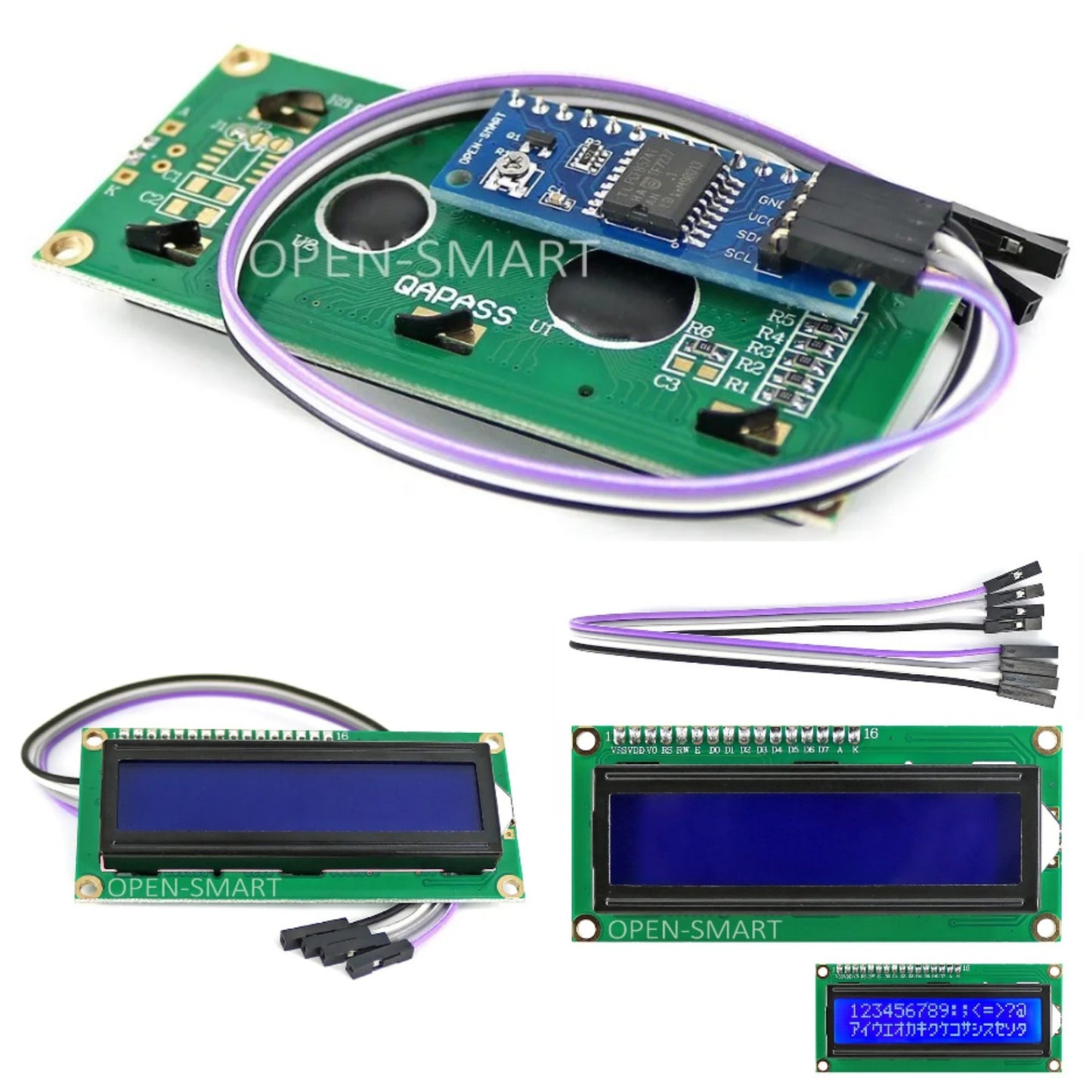 5PCS OPEN-SMART Blue Backlight I2C / IIC LCD 1602 Display Module with 4-Pin Cable for Arduino