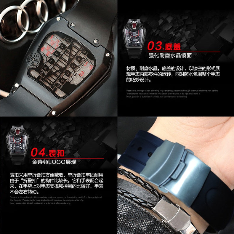 2022 Hot-Selling Golden Poetry Brand Trendy Unique Men's Watch Silicone Quartz Sport