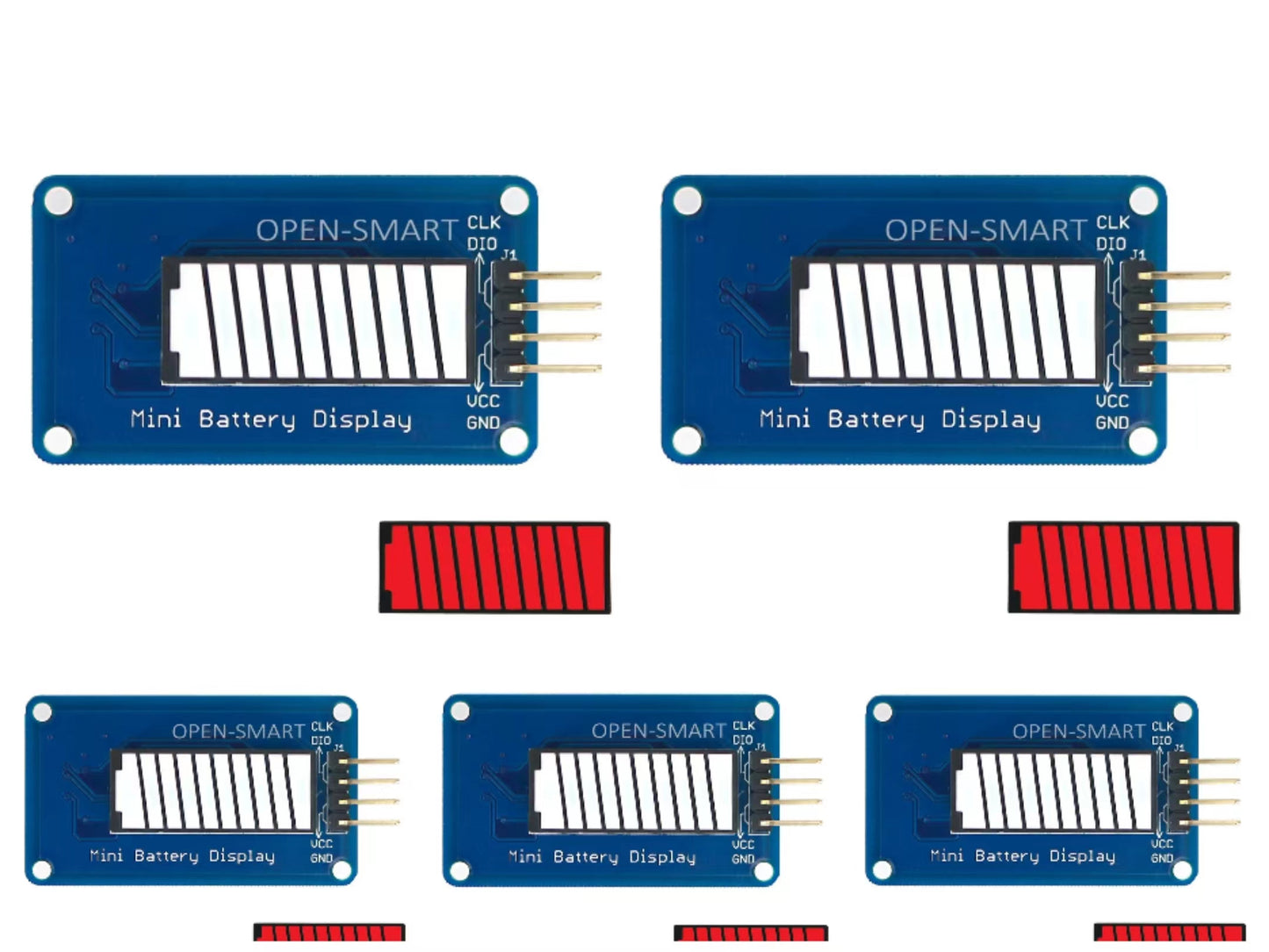 5PCS OPEN-SAMRT Red Color Battery Style Digital Tube LED Battery Level Display Module 10-seg LED Bar for Arduino