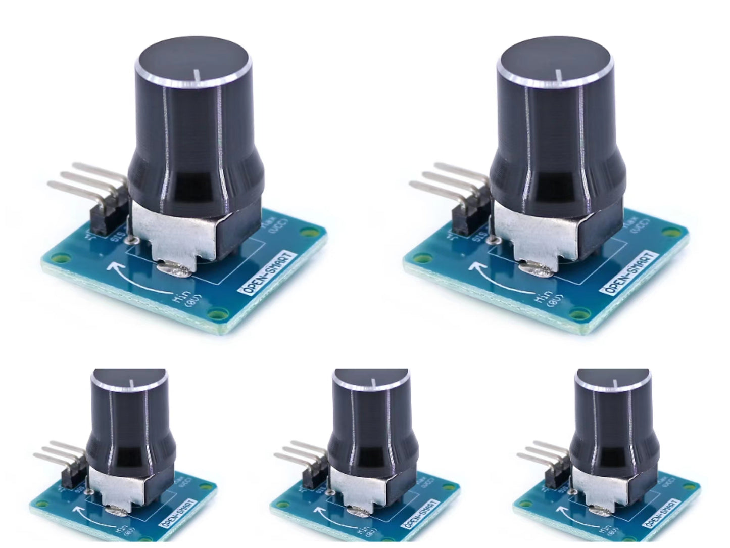 5PCS OPEN-SMARTRotary Angle Sensor Adjustable Volume Control Potentiometer Knob Switch Module Black Compatible for Arduino