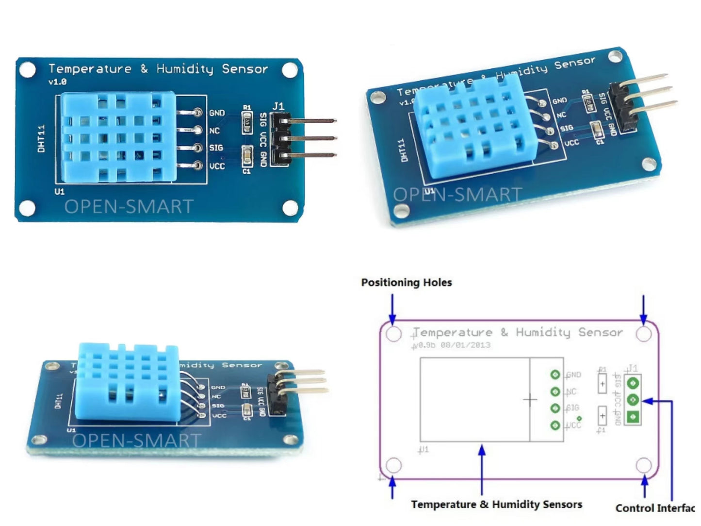 5PCS OPEN-SMARTDHT11 Digital Temperature & Humidity Sensor Module Single-Bus Control Compatible for Arduino