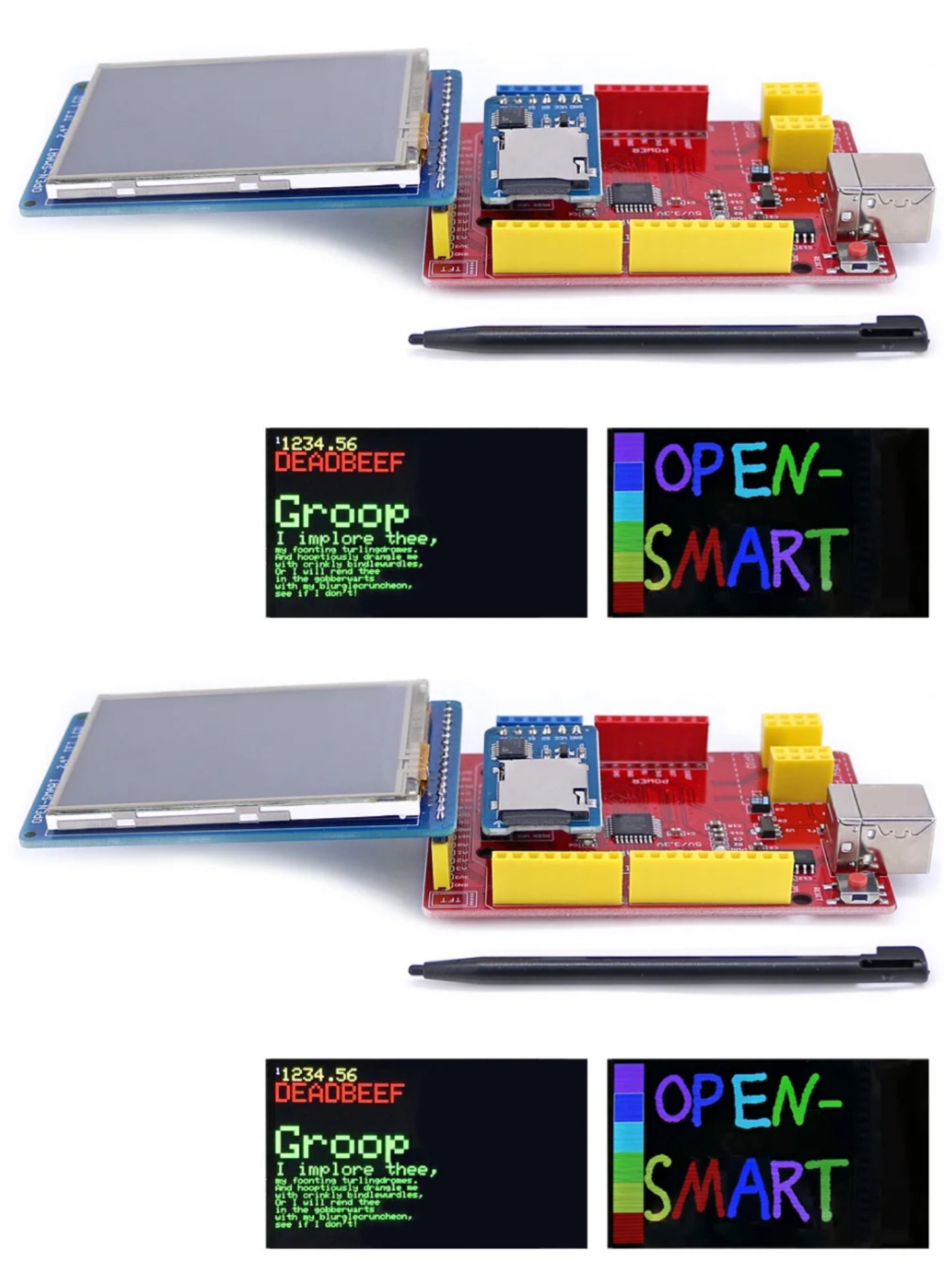 2PCS OPEN-SMART2.4 Inch TFT LCD Display Kit 240x320 Touch Screen Breakout Board + Easy-plug Air Board + Micro SD Module Compatible for Arduino