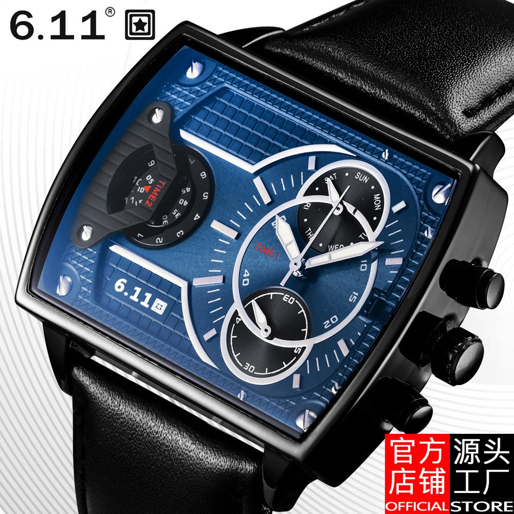 6.11 Square Quartz Watch Men's Sports New Concept Special Forces Trendy Strap Calendar