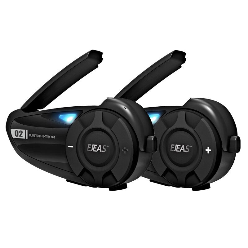 2022 EJEAS new Q2 Motorcycle Helmet Headset Intercom Bluetooth 5.1 Quick Pair Waterproof Up to 2 Riders Wireless Interphone Communicator