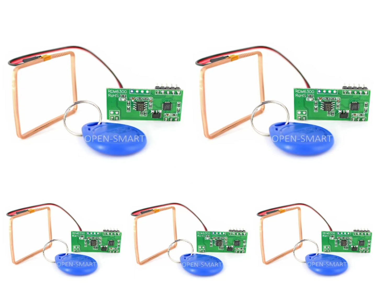 5PCS OPEN-SMART125KHz Serial UART RFID Card Reader RFID Module Serial UART RDM6300 RFID Card Reader with Copper Coil / ID Key for Arduino