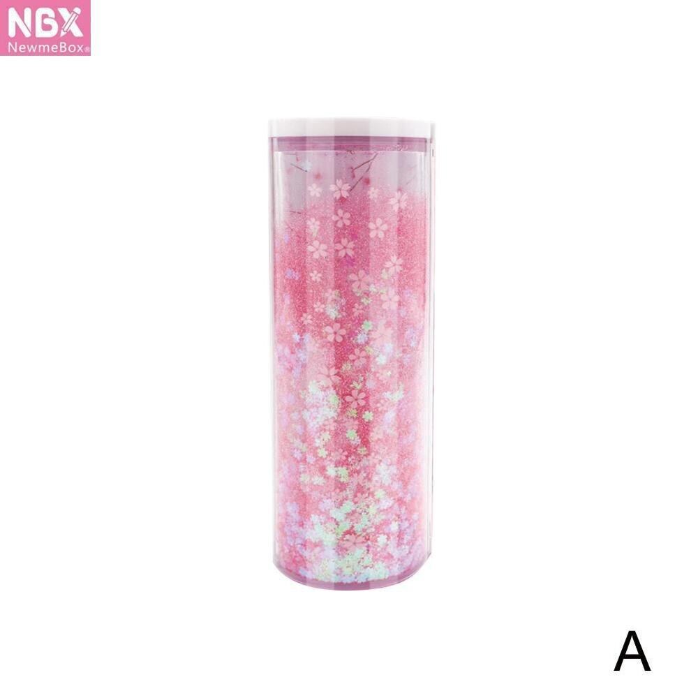 1PC Quicksand Translucent Creative Multifunction Cylindrical pen Pencil Box Case Stationery Pen Holder New