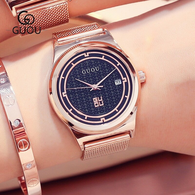 Ancient Ou GUOU Couple Watch Fashion Waterproof Business With Calendar Quartz Ladies