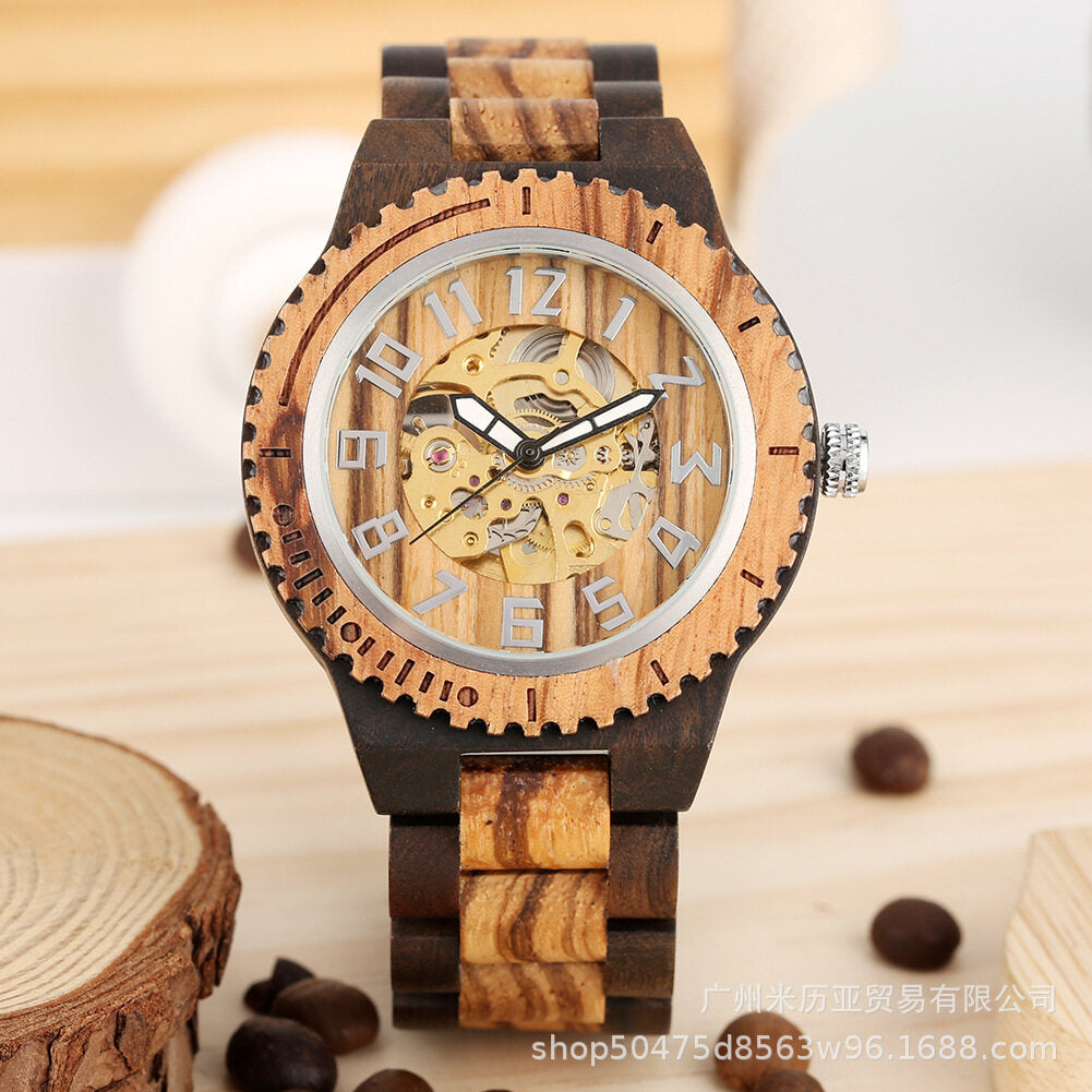 2021 new bamboo and wood automatic mechanical men's watches creative gear dial leisure bamboo and wood men's watches