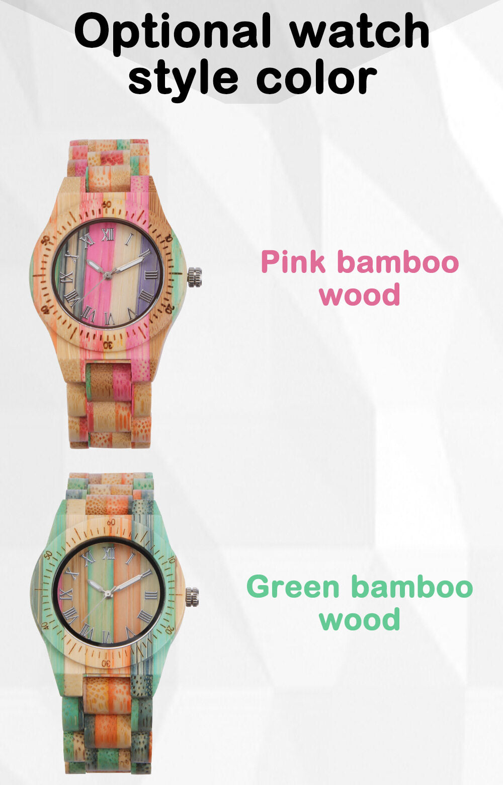 A little more colorful bamboo spot supply women's color bamboo wood watch two-color small casual luminous wood watch women's D8123