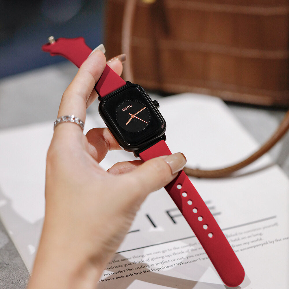 2021　new fashion trend women's silicone strap small square watch sports watch GUOU 8162 watch women's