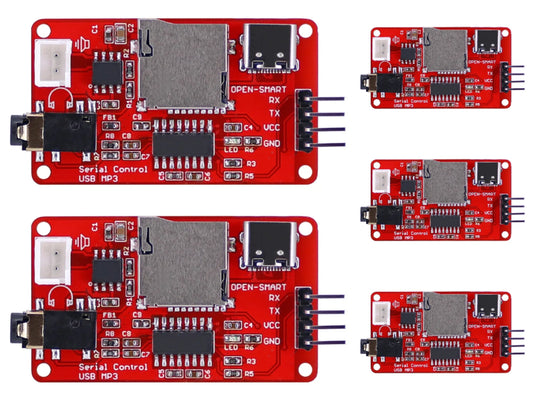 5PCS OPEN-SMARTUART Serial Control USB MP3 WAV Audio Music Player Module Onboard 3W Amplifier /Speaker Socket /Micro TF Card Reader for Arduino