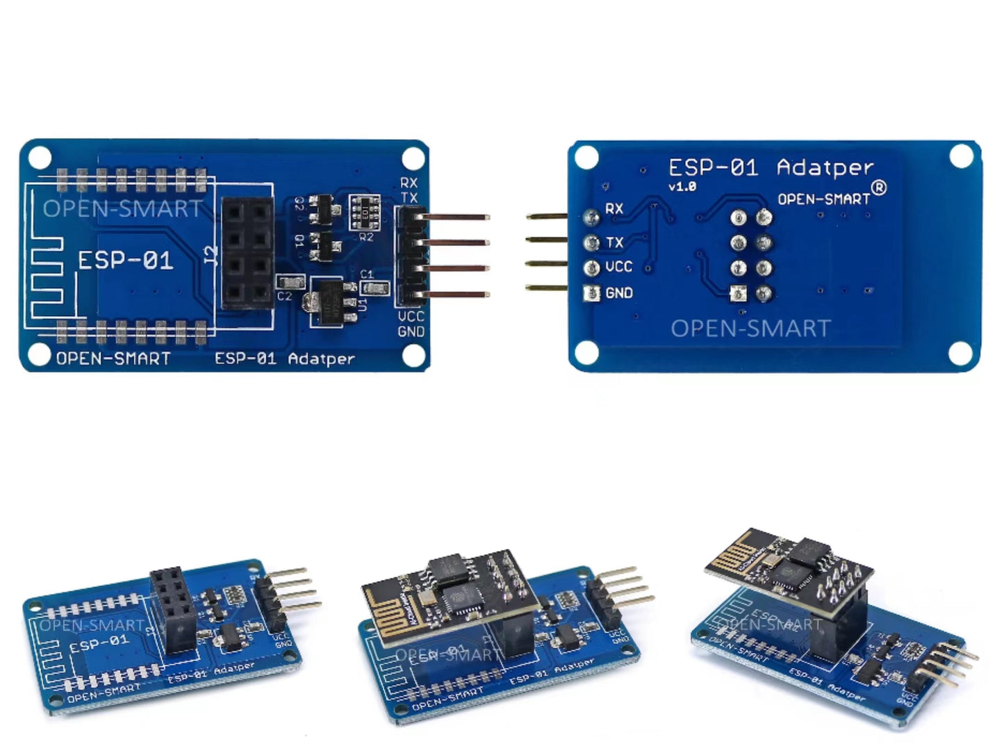 5 PCS OPEN-SMART Serial Wi-Fi-compatible Wireless ESP-01 Adapter Module 3.3V / 5V for ESP8266 Board and Compatible for Arduino