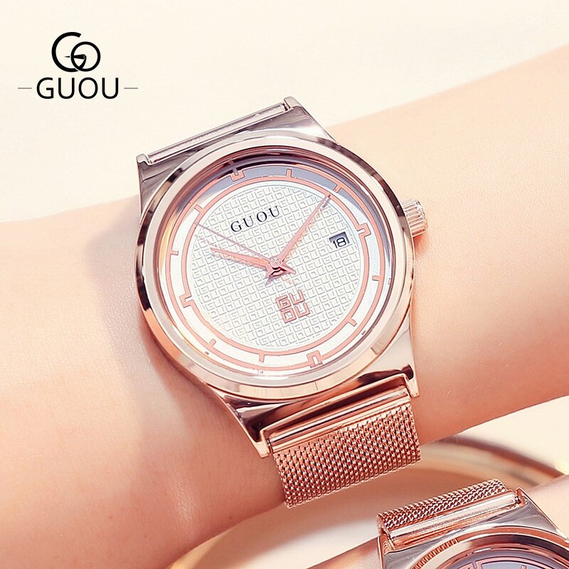 Ancient Ou GUOU Couple Watch Fashion Waterproof Business With Calendar Quartz Ladies