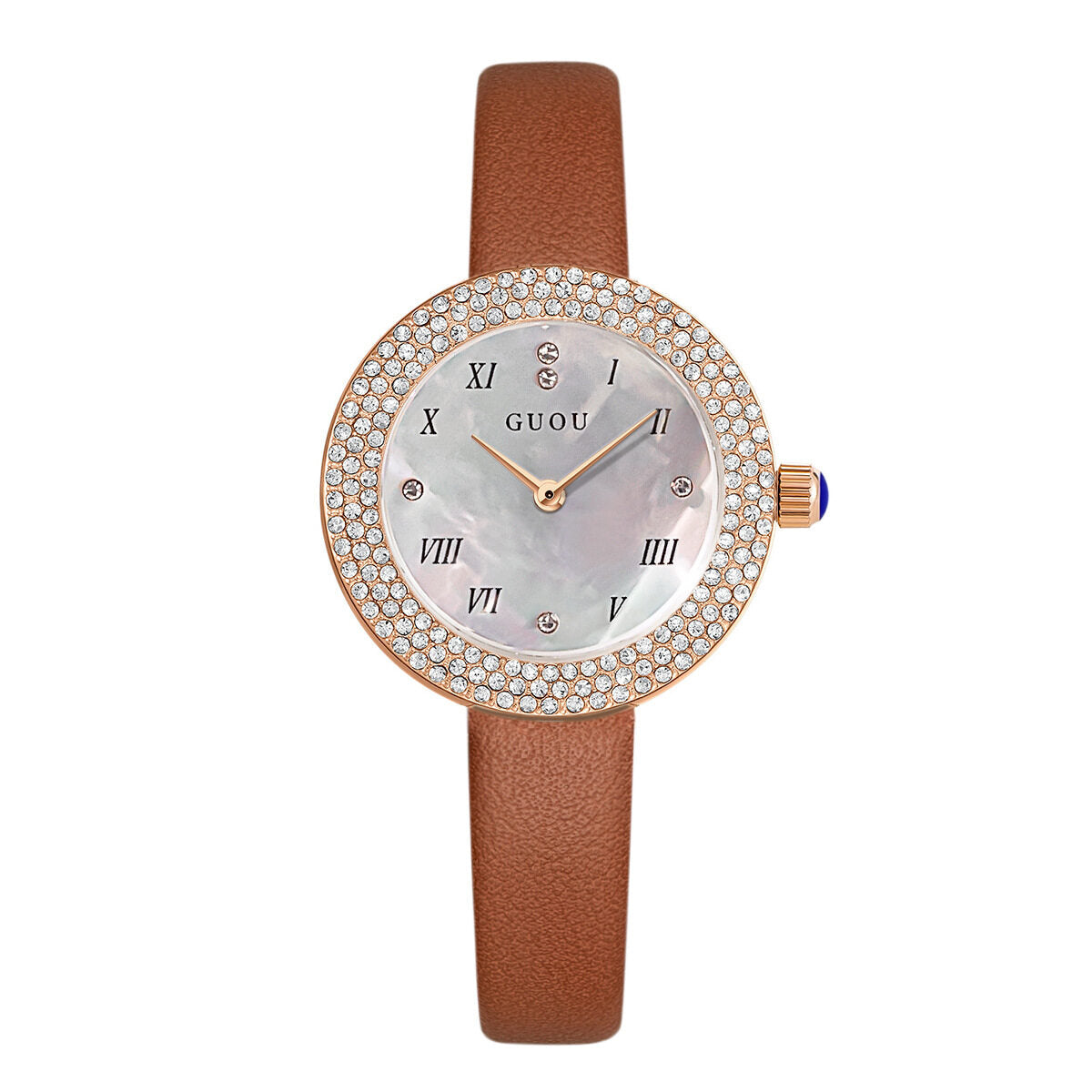 2021GUOU new ladies' watch fashion colorful Fritillaria small disc diamond steel band ladies' watch