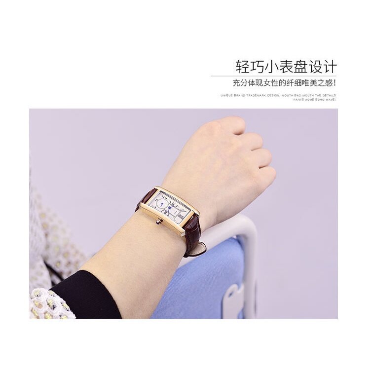 2022 New Product REBIRTH/Lipperf Quartz Watch Female Two-Needle Semi-Waterproof Square Roman Scale Belt Women's Fashion