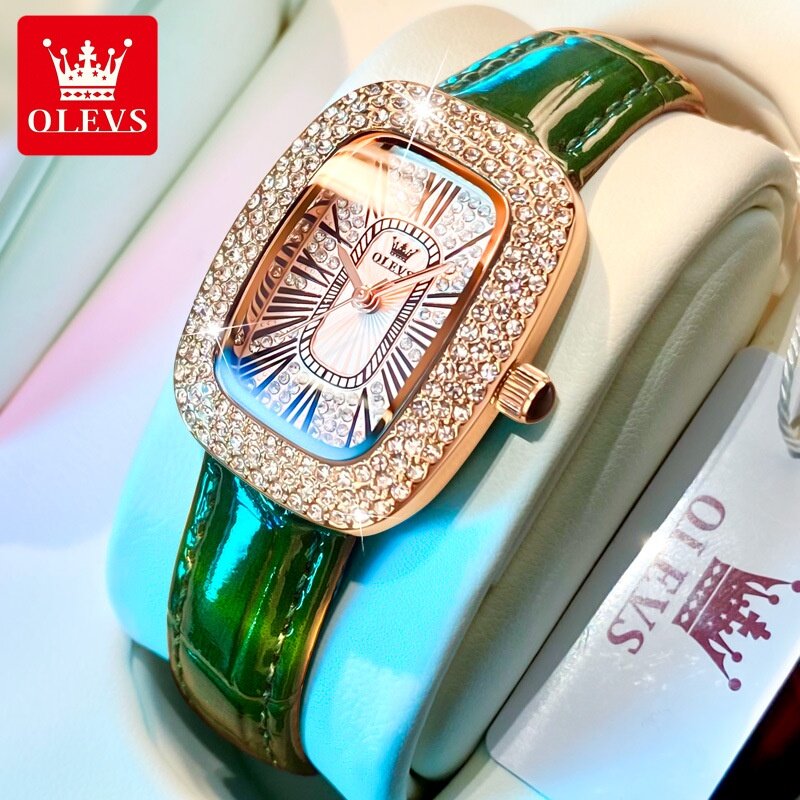 2022 New Style OLEVS Brand Ladies Watch Fashion Quartz ins Small Green Gypsophila