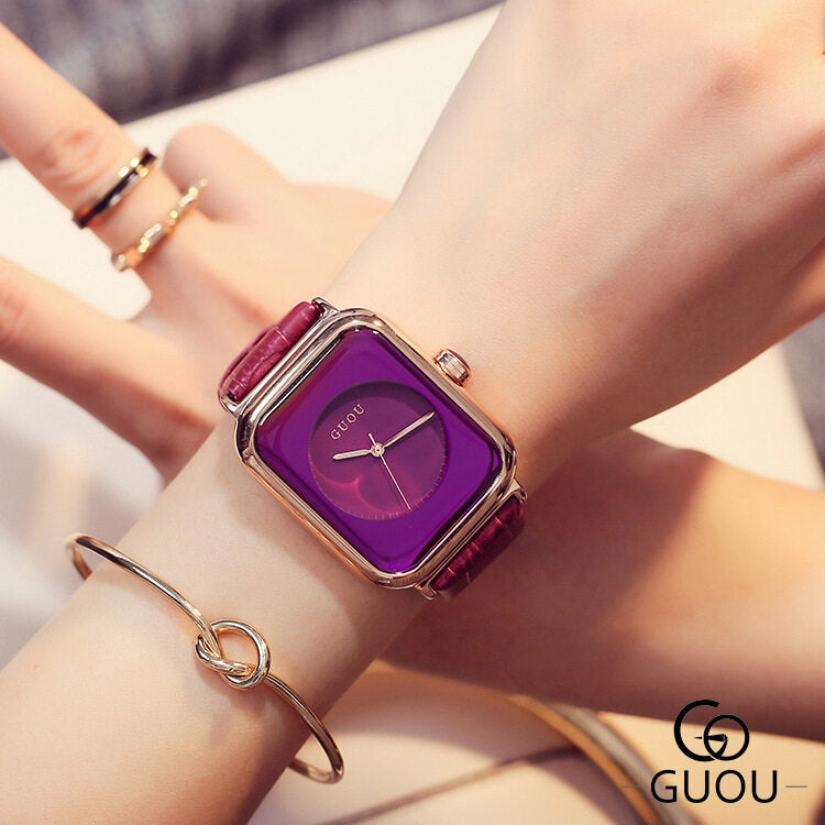 2021 New GUOU 8162 Women Watch Big Dial Women Watches Top Brand Fashion Rectangular Watch Ladies Waterproof Quartz Wristwatch