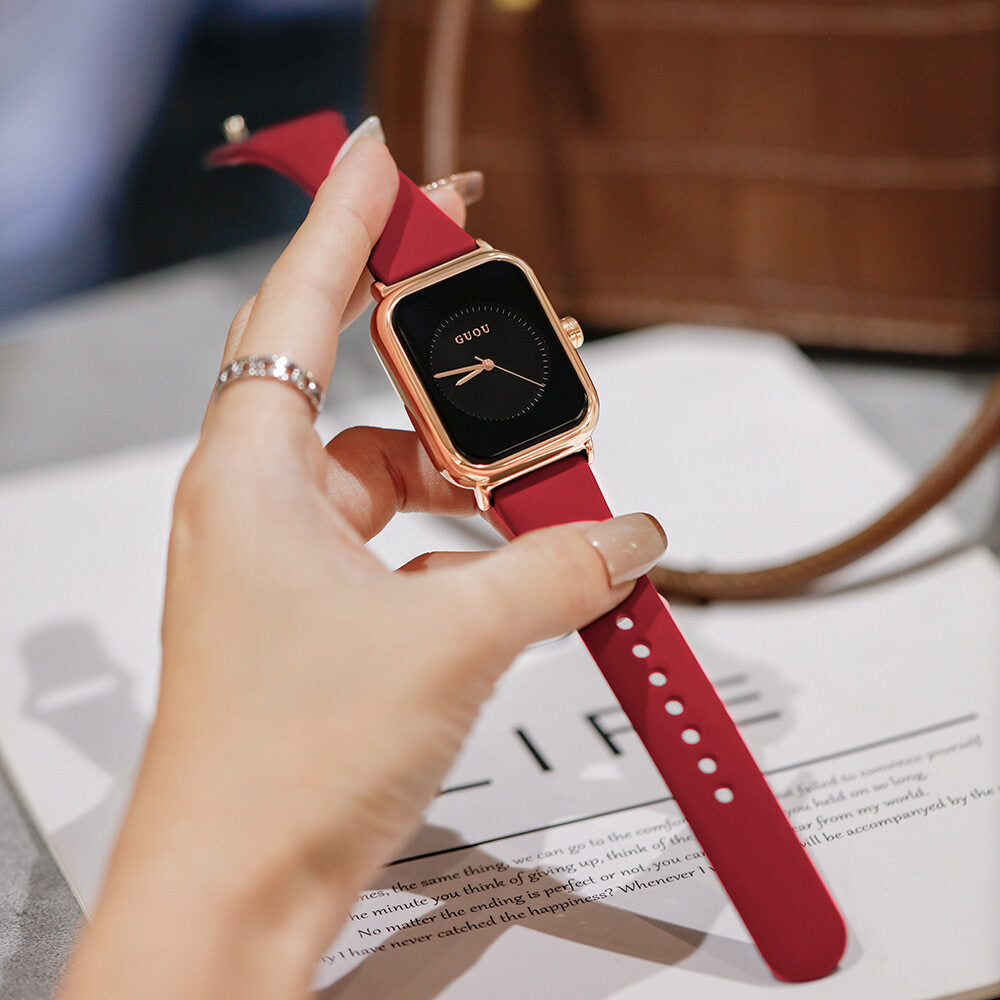 2021　new fashion trend women's silicone strap small square watch sports watch GUOU 8162 watch women's