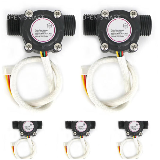 5PCS OPEN-SMARTG1/2 Water Flow Sensor Hall Flowmeter Temperature Sensor Turbine Flowmeter Measure Temperature / Water Flow XH-4P for Arduino