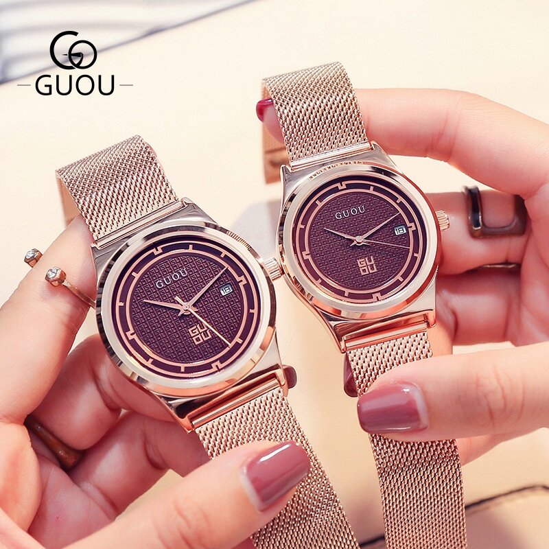 Ancient Ou GUOU Couple Watch Fashion Waterproof Business With Calendar Quartz Ladies