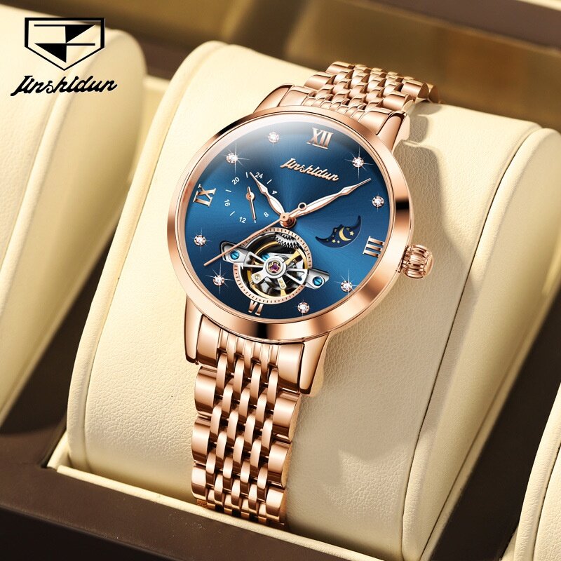 2022 New Style Jinshield Brand Watch Wholesale Hollow Waterproof Mechanical Female Tik Tok Hot-Selling Ladies Women