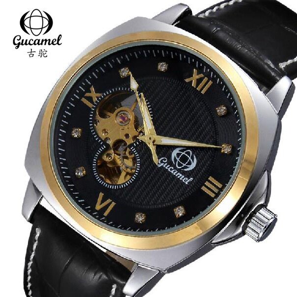 Ancient Camel Fashionable Men's Automatic Mechanical Watch Belt Hollow Hot Sale Roman Character Men