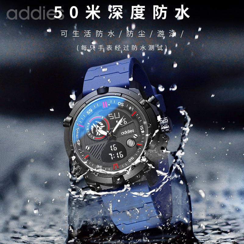 Addies New Sports Men's Watch Fashion Multi functional Waterproof Glow Metal Outdoor LED Men's Watch