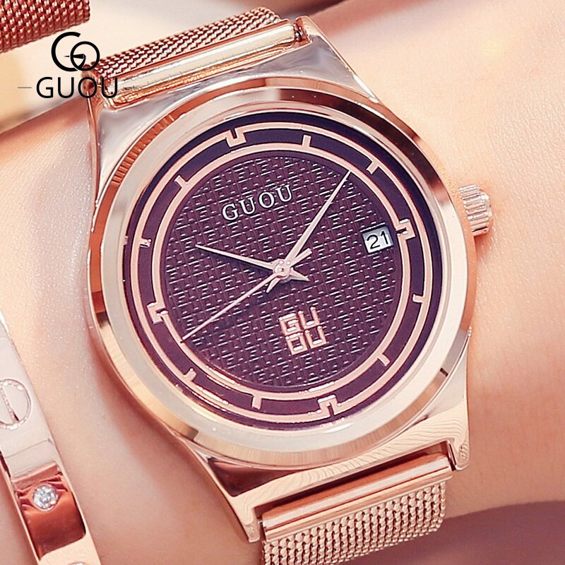 Ancient Ou GUOU Couple Watch Fashion Waterproof Business With Calendar Quartz Ladies