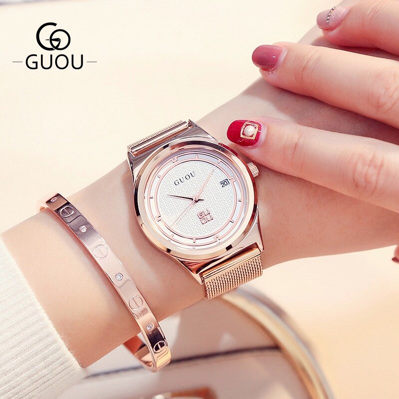 Ancient Ou GUOU Couple Watch Fashion Waterproof Business With Calendar Quartz Ladies