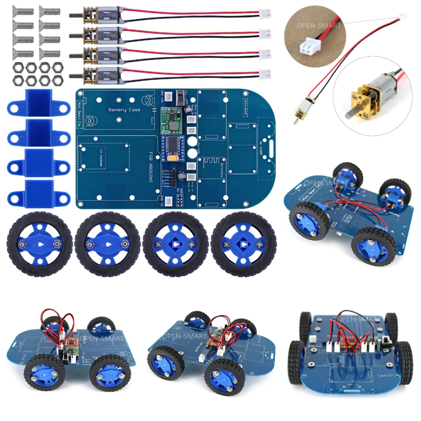 2PCS OPEN-SMART N20 Gear Motor 4WD Smart Robot Car Chassis Kit Bluetooth-compatible Control with Tutorial Compatible for Arduino