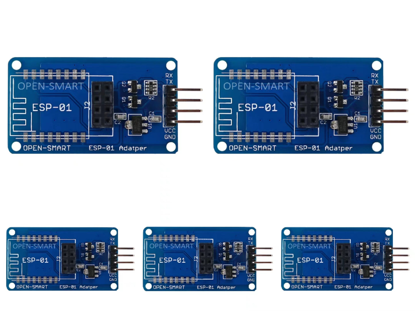 5 PCS OPEN-SMART Serial Wi-Fi-compatible Wireless ESP-01 Adapter Module 3.3V / 5V for ESP8266 Board and Compatible for Arduino